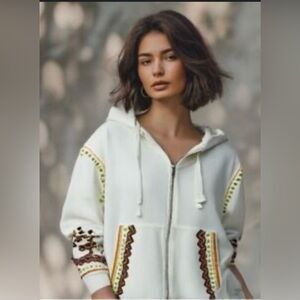 RARE Free People DRIFTWOOD Emboidered Hoodie